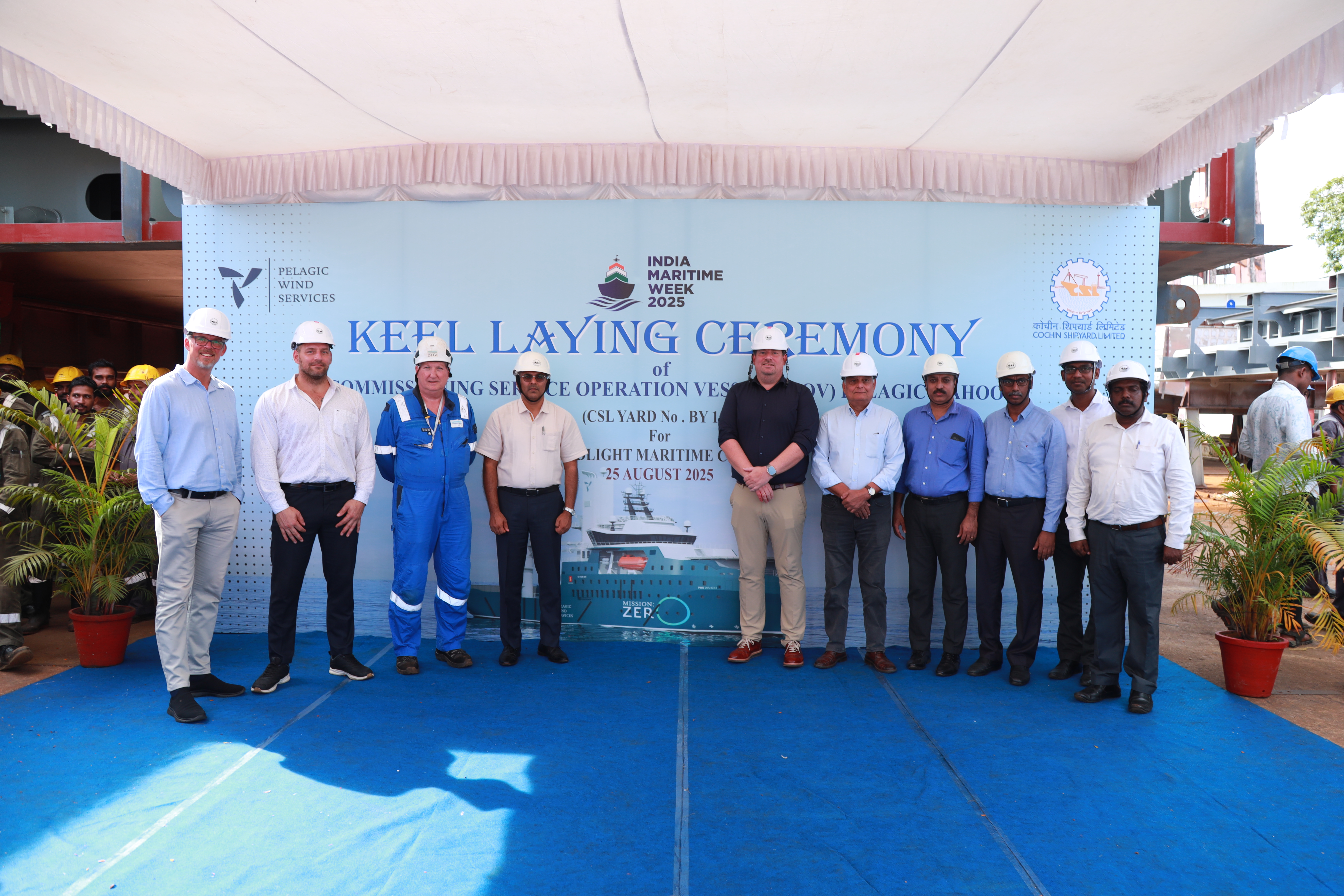 Keel Laid for Methanol Ready Hybrid CSOV for M/s. Pelagic Wind Services Ltd. at CSL
