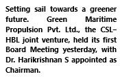 Setting sail towards a greener future. Green Maritime Propulsion Pvt. Ltd., the CSL–HBL joint ventur
